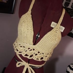 Light brown Handmade crochet bikini/ crop top